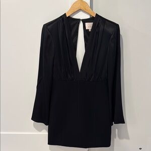 Cinq a Sept Black Deep V-Neck Dress mixed media